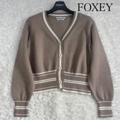 20年 FOXEY NEW YORK エンジェルヘアコットン ロゴ カーディガン