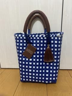WOVEN メルカドバッグ メキシコ製 ブルー×ホワイトのサムネイル