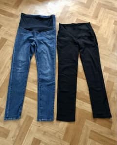 UNIQLO マタニティジーンズ&犬印本舗　ブラックパンツ　Lサイズのサムネイル