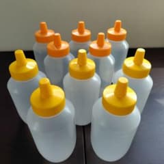はちみつ容器１kg 10個セット透明・オレンジ,イエローキャップ エコメルカリ便のサムネイル