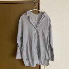 グリーンレーベルストライプ長袖シャツ　白黒のサムネイル