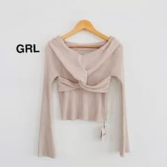 GRL グレイル クロスデザイン オフショルダー リブニット トップス Sのサムネイル