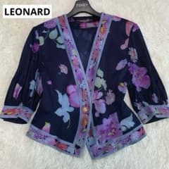 訳あり特価◇ LEONARD【花柄/トリム◇ノーカラージャケット】綿100