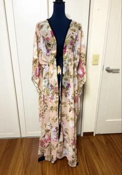 【希少】ガラベーヤ 前開き ピンク 花柄 ベリーダンスのサムネイル