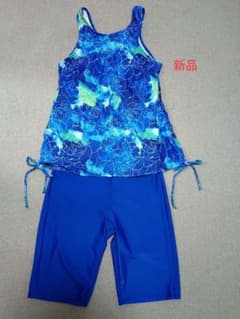 青系花柄タンクトップとショートパンツセットのサムネイル