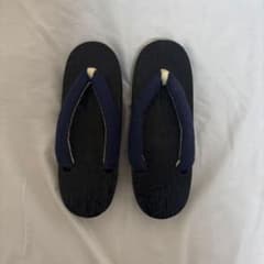 Dita　　草履 黒塗り台 紺色鼻緒 和装履物のサムネイル