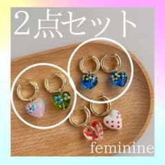 【限定セール中】ピアス フープ セット 韓国 ピンク グリーン ブルーのサムネイル