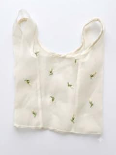 ジェラートピケ【美品】リップフラワーオーガンジーエコバッグ / チューリップのサムネイル