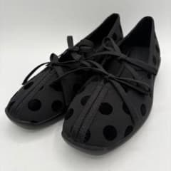 【未使用】ルタロン　【24.5】 ダブルリボンバレリーナ ドット　ブラック 未使用】ルタロン 【24.5】 ダブルリボンバレリーナ ドット ブラック