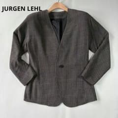 JURGEN LEHL ヨーガンレール Mサイズ ノーカラージャケット ヨーガンレール ウール シルク ノーカラージャケット 1ボタン S〜M