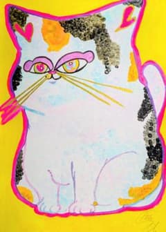 気まぐれ価格】【三毛猫さん】A4 額無し☆ 猫絵 絵画 イラスト ポップ