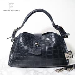 極美品〉マウロゴヴェルナ マットクロコダイル ショルダーバッグ 