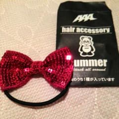 AAA ヘアゴム リボン 桃のサムネイル
