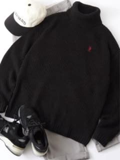 U.S. POLO ASSN. ビッグシルエット ロゴ刺繍 タートルネックニットのサムネイル