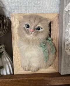 羊毛フェルト 猫 子猫 フレーム　置物 ハンドメイドのサムネイル