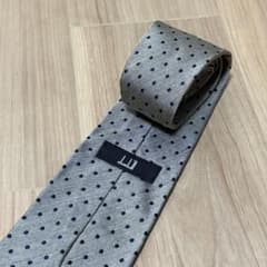 【美品】dunhill ネクタイ グレー ドット柄　メンズネクタイ　ダンヒルのサムネイル