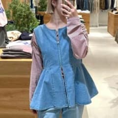 新品 kastane B カスタネ デニムペプラムビスチェ ジップ ブルー