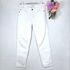 High-quality BAYFLOW skinny jeans, white denim, distressed finish, cowhide leather, white.