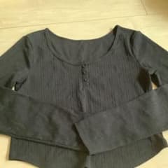 GU リブ長袖Tシャツ ブラック Sサイズのサムネイル