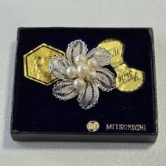 三越 メキシコ貝 真珠ブローチ