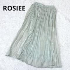 ROSIEE 光沢感 シアー フレアロングスカート ウエストゴム ミントグリーン
