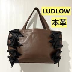 LUDLOW ラドロー レザー 本革 リボン フリル トートバッグ 茶色 - メルカリ