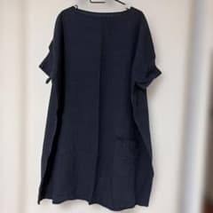 【値下げ】Gauze# ネイビー 半袖チュニック ポケット付きのサムネイル