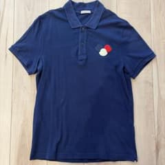 MONCLER 鹿の子ポロシャツ ネイビー トリコロールワッペン - メルカリ