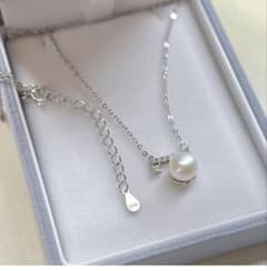 パール シルバー ネックレス S925 ハンドメイド シンプルのサムネイル