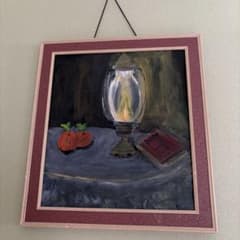 絵画 油彩画 静物画 ランプと果物 - メルカリ