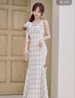 darich オープンリボンチェックロングワンピースのサムネイル