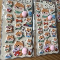 【大幅値下げ】柴犬 ぷにぷくシール 2枚セット ぷっくり立体感 3D動物シールのサムネイル