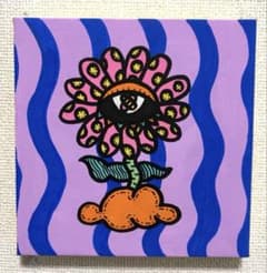ポップアート キャンバス画 花と目のサムネイル