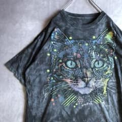 【アニマル】 ネコ 猫 デカプリント マルチカラー 古着USA製 Tシャツ 希少のサムネイル