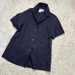MaxMara マックスマーラ 半袖シャツ リネン 刺繍 ネイビー イタリア製