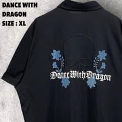 DANCE WITH DRAGON スカル 刺繍 半袖 ポロシャツ ブラック - メルカリ