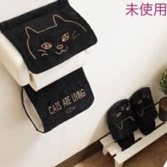 黒猫　トイレットペーパーホルダーとスリッパセットのサムネイル