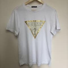 GUESS Tシャツ ロゴTシャツ　ホワイト&ゴールドのサムネイル