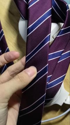 ストライプ柄 ネクタイ パープル×ネイビーのサムネイル