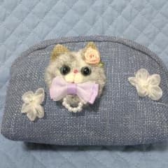 ブルーの猫ちゃんポーチのサムネイル