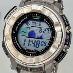 Very good condition PRO TREK PRW-2500T radio solar watch with metal band and titanium