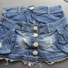 GARULA デニムミニスカート Mサイズ　キャロットパンツ　ダメージ加工のサムネイル