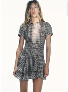 ZARA フリルヘムチェックショートワンピース フリルヘムチェックショートワンピース ZARA - メルカリ