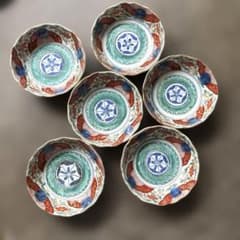 古伊万里 色絵 輪花なます皿 6客揃 蛇の目高台 江戸後期 骨董品 古伊万里 色絵 輪花なます皿 6客揃 蛇の目高台 江戸後期 骨董品 - メルカリ