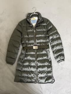 PRADA オリーブグリーン 美シルエットダウンコート/M/ベルト付き/定番 
