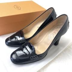 TOD'Sトッズ ブラック エナメル ヒールローファー 24cm〜24.5cm - メルカリ