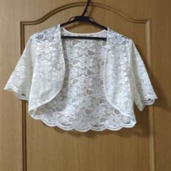 花柄レース 半袖ボレロ ホワイトのサムネイル