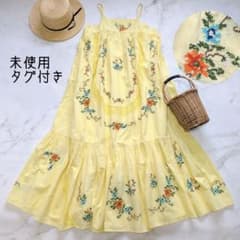 未使用 今季 26SS フリーダ キャミワンピース 花柄 クロス刺繍 レース