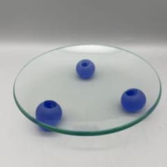 ブルーガラス球脚ポストモダンメンフィススタイルヴィンテージフルーツボウルプレート ブルーガラス球脚ポストモダンメンフィススタイルヴィンテージフルーツ