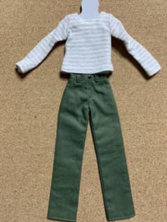 アゾン　しましまTシャツ/シンプルロングパンツ（カーキ）のサムネイル
